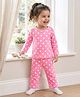 Babyhug 100% Cotton Knit Full Sleeves T-Shirt & Pyjama Co-ord Night Suit With Polka Dot Print - Pink