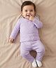 Babyhug Cotton Knit Full Sleeves T-Shirt & Pyjama Co-ord Night Suit With Polka Dot Print - Lilac