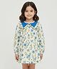 PinkCow Cotton Linen Woven Full Sleeves Floral Printed Dress - Blue