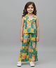 PinkCow Cotton Linen Woven Sleeveless Floral & Animal Printed Coordinating Top & Pants Set - Yellow & Green