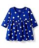 Doodle Poodle 100% Cotton Interlock Knit Full Sleeves Frock with Floral Print - Navy Blue