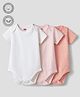 Babyhug 100% Pure Superfine Cotton Knit Half Sleeves Solid Onesies Pack of 3 - Multicolor