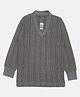 DOLLAR Cotton Blend Knit Full Sleeves Striped Thermal Vest - Charcoal Mel