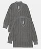 DOLLAR Cotton Blend Knit Pack Of 2 Full Sleeves Striped Thermal Vests - Charcoal Mel