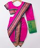 Bhartiya Paridhan Silk Woven Half Sleeves Foil Printed Saree - Dark Pink