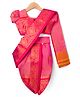 Bhartiya Paridhan Silk Woven Half Sleeves Foil Printed Saree - Dark Pink