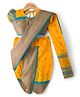 Bhartiya Paridhan Silk Woven  Foil Printed Saree with Half Sleeves Blouse - Yellow