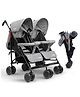 Baybee 2-in-1 Twin Baby Stroller for 0-3 Years | Lightweight Foldable Pram for 0 to 5 Years | Adjustable Canopy, Safety Guardrail, Wheel Lock & Parental Handle | Baby Stroller for Boys & Girls (Grey)