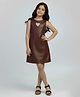 Taffykids Leather Knit Sleeveless Heart Cutout Detailed Dress - Dark Maroon
