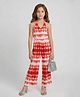 Taffykids Viscose Lycra Knit Sleeveless Tie & Dye Printed Jumpsuit - Orange & White