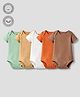 Babyhug 100% Pure Superfine Cotton Knit Half Sleeves Solid Onesies Pack of 5 - Multicolor