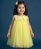 Babyhug Mesh Woven Sleeveless Party Dress With Floral Corsage - Yellow