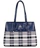 (TCFWHBFL-RSNBU-CHECKS) The Clownfish Gloria Handbag for Women Office Bag Ladies Shoulder Bag Tote For Women College Girls (Checks Design- Navy Blue)