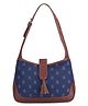 (TCFWHBTP-AR-DNBU) The Clownfish Samantha Tapestry  Faux Leather Handbag for Women Office Bag Ladies Shoulder Bag Tote for Women College Girls (Denim Blue)