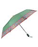 THE CLOWNFISH Umbrella Polka Dot Series 3 Fold Auto Open Waterproof Water Repellent Nylon Double Coated Silver Lined Umbrellas For Men and Women (Green with Peach border)