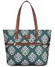 (TCFWHBJU-GA-LGR) The Clownfish Concetta Printed Handicraft Fabric  Faux Leather Handbag for Women Office Bag Ladies Shoulder Bag Tote For Women College Girls (Li..