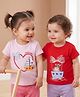 Babyoye Cotton Knit T-Shirts Half Sleeves with Ruffle Shoulders Red/Pink 0-3 Months