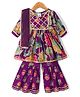 Teentaare Cotton Woven Three Fourth Sleeves Kurta & Salwar Set With Floral Print & Dupatta - Purple