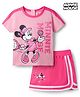 Babyhug Disney Single Jersey Knit Half Sleeves Top & Skirt Set With Minnie Mouse Graphics - Pink