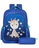 (KidVenture-New)- The Clownfish KidVenture Series Kids School Bag with Free Pencil Pouch - Blue Giraffe