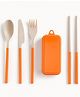 THE LITTLE LOOKERS Kids Reusable Travel Utensil Set with Case | Spoon, Fork, Knife & Chopsticks | Portable Lightweight Cutlery for School Lunch, Camping, Picnic & Travel (Orange)
