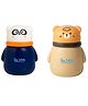 The Little Lookers Portable Baby Skin Care Baby Powder Puff With Box Holder Container For New Born & Kids For Baby Face & Body (Skin&NavyBlue)