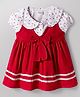 Babyhug Cotton Woven Half Puffed Sleeves Polka Dots Printed T-Shirt & Frock with Bow Applique - Red