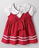 Babyhug Cotton Woven Half Puffed Sleeves Polka Dots Printed T-Shirt & Frock with Bow Applique - Red