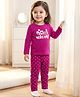 Babyhug Cotton Knit Full Sleeves T-Shirt & Pajama Night Suit with Sweet Dreams Print - Dark Pink
