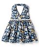 Babyhug 100% Cotton Woven Sleeveless Floral Printed Frock With Belt - Navy Blue