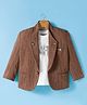 Dapper Dudes Full Sleeves Textured Blazer With Typography Printed Tee - Brown