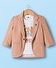 Dapper Dudes Full Sleeves Striped Blazer With Typography Printed Tee - Orange