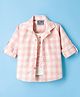 Dapper Dudes Full Sleeves Checked Shirt With Attached Tee - Peach