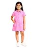 Knit N Knot Denim Woven Half Sleeves Solid Dress - Pink
