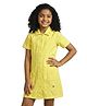 Knit N Knot Denim Woven Half Sleeves Solid Dress - Yellow