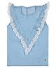 Knit N Knot Girls Denim Woven Sleeveless Lace & Ruffle Detailed Top - Light Blue