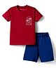 Kookie Kids Single Jersey Knit Half Sleeves T-Shirt & Shorts Set With Car Print - Multicolor