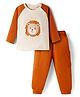 Kookie Kids Single Jersey Knit Full Raglan Sleeves T-Shirt & Lounge Pant With Teddy Bear Print - Multicolor