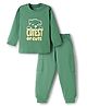 Kookie Kids Single Jersey Knit Full Sleeves T-Shirt & Lounge Pant With Dog Print - Green