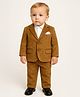 Spool Junior Velvet Woven Full Sleeves Solid 3 Piece Party Suit Set - Camel
