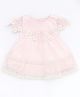 Spool Junior Cotton Woven Half Sleeves Floral Embroidered Lace Detailed Dress - Pink