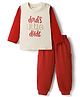 Kookie Kids Single Jersey Knit Full Sleeves T-Shirt & Lounge Pant Set with Text Print - Multicolor