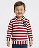Spool Junior Cotton Woven Full Sleeves Striped S Letter Patch Detailed Polo Tee - Red