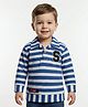 Spool Junior Cotton Woven Full Sleeves Striped S Letter Patch Detailed Polo Tee - Navy Blue