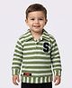 Spool Junior Cotton Woven Full Sleeves Striped S Letter Patch Detailed Polo Tee - Green
