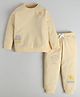 Polka Tots Cotton Knit Full Sleeves Sun & Rainbow Designed Sweatshirt & Joggers Set - Cream