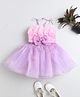 TINY MINY MEE Elastane Woven  Sleeveless Petals & Bow Embellished Dress - Lavender