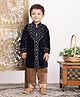Titrit Velvet Woven Full Sleeves Sequins Embellished Kurta &  Pyjama Set - Navy Blue