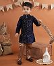 Titrit Velvet Woven Full Sleeves Sequins Embelished Kurta &  Pyjama Set - Navy