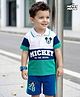 Babyhug Disney Single Jersey Knit Half Sleeves Cut & Sew Polo T-Shirt & Shorts Set with Mickey Mouse Graphics & Badge Detailing - Multiclour